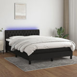 Box Spring Bed with Mattress&LED Black 152x203 cm Queen Fabric