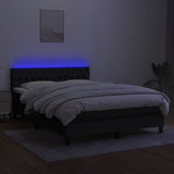 Box Spring Bed with Mattress&LED Black 152x203 cm Queen Fabric
