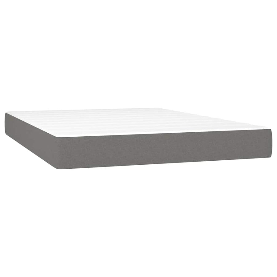 Box Spring Bed with Mattress&LED Dark Grey 152x203 cm Fabric