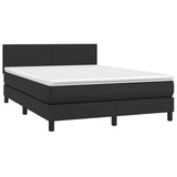 Box Spring Bed with Mattress&LED Black 137x187 cm Double Size Faux Leather - Side View