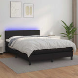 Box Spring Bed with Mattress&LED Black 137x187 cm Double Size Faux Leather - Top-Down View