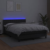 Box Spring Bed with Mattress&LED Black 137x187 cm Double Size Faux Leather - Top-Down View