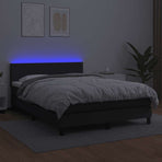 Box Spring Bed with Mattress&LED Black 152x203 cm Faux Leather