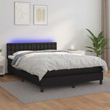 Box Spring Bed with Mattress&LED Black 153x203 cm Queen Size Faux Leather - Top-Down View