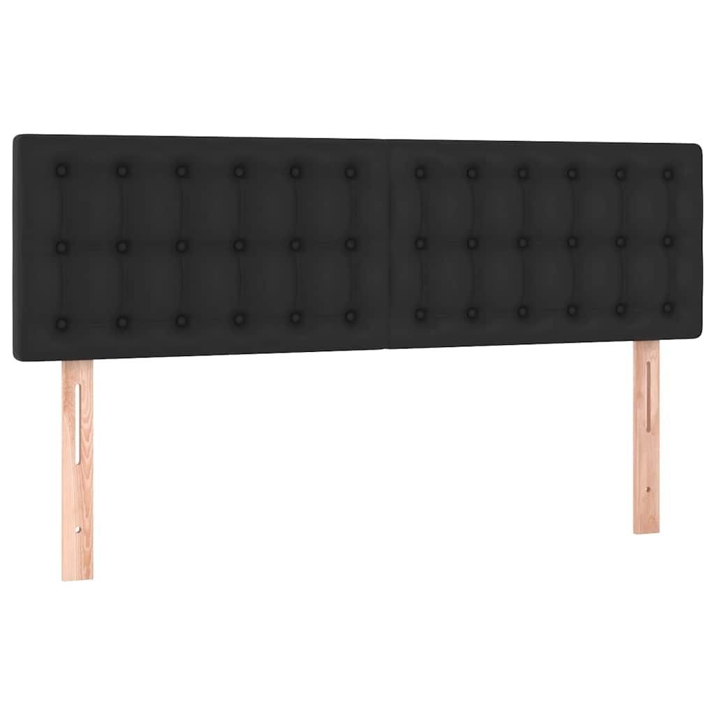 Box Spring Bed with Mattress&LED Black 153x203 cm Queen Size Faux Leather