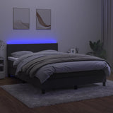 Box Spring Bed with Mattress&LED Dark Grey 137x187 cm Double Size Velvet - Top-Down View