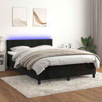 Box Spring Bed with Mattress&LED Black 137x190 cm Full Velvet