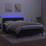 Box Spring Bed with Mattress&LED Black 137x190 cm Full Velvet