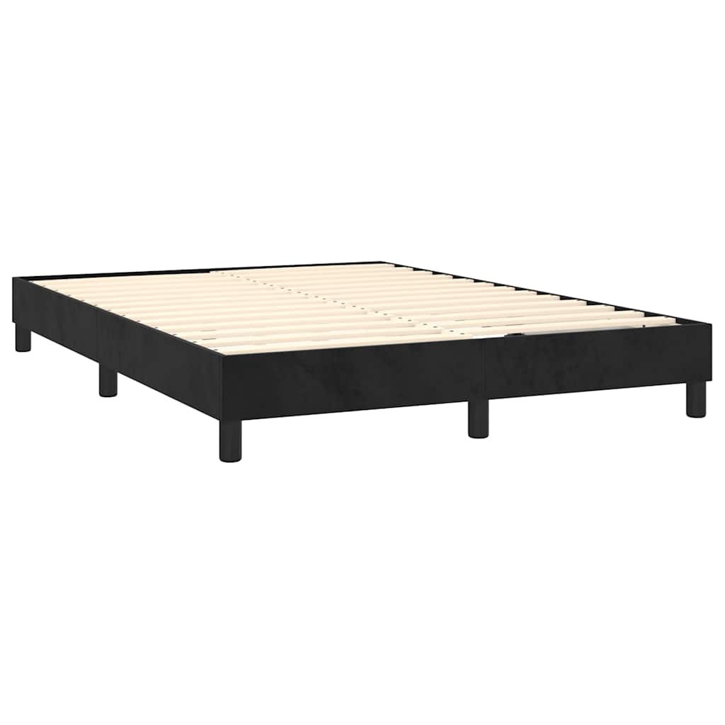 Box Spring Bed with Mattress&LED Black 137x190 cm Full Velvet