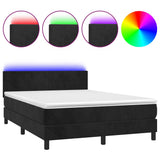 Box Spring Bed with Mattress&LED Black 137x190 cm Full Velvet