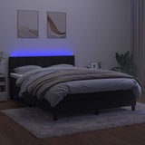 Box Spring Bed with Mattress&LED Black 137x190 cm Full Velvet
