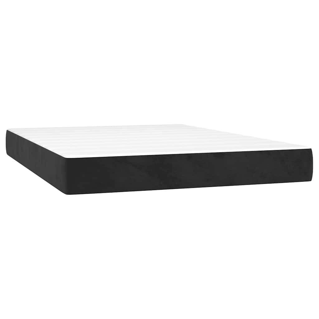 Box Spring Bed with Mattress&LED Black 137x190 cm Full Velvet