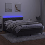 Box Spring Bed with Mattress&LED Dark Grey 137x190 cm Velvet