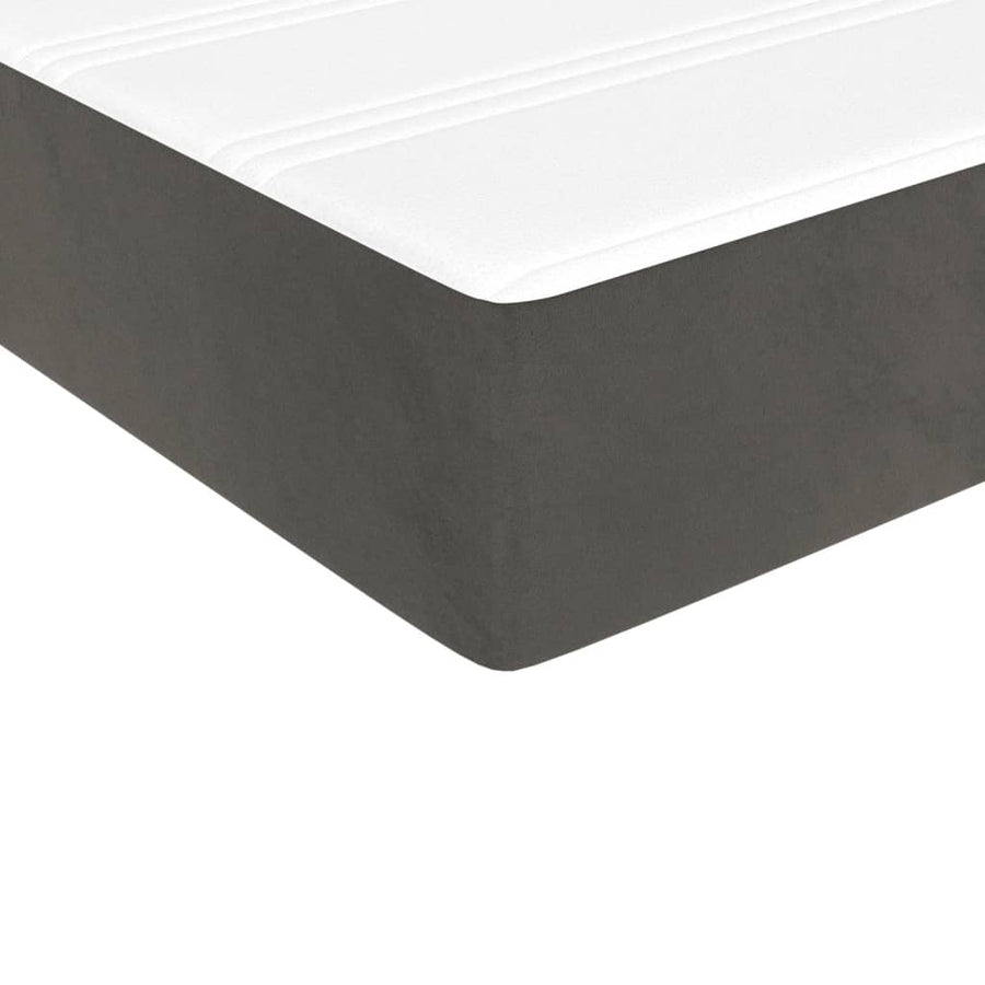 Box Spring Bed with Mattress&LED Dark Grey 137x190 cm Velvet