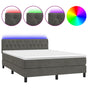 Box Spring Bed with Mattress&LED Dark Grey 137x190 cm Velvet