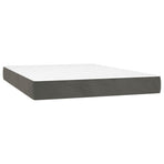Box Spring Bed with Mattress&LED Dark Grey 137x190 cm Velvet