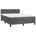 Box Spring Bed with Mattress&LED Dark Grey 152x203 cm Velvet