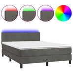 Box Spring Bed with Mattress&LED Dark Grey 152x203 cm Velvet