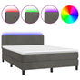 Box Spring Bed with Mattress&LED Dark Grey 152x203 cm Velvet
