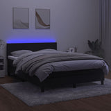 Box Spring Bed with Mattress&LED Black 152x203 cm Queen Velvet - Top-Down View