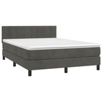 Box Spring Bed with Mattress&LED Dark Grey 152x203 cm Velvet