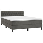 Box Spring Bed with Mattress&LED Dark Grey 152x203 cm Velvet