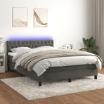Box Spring Bed with Mattress&LED Dark Grey 152x203 cm Velvet