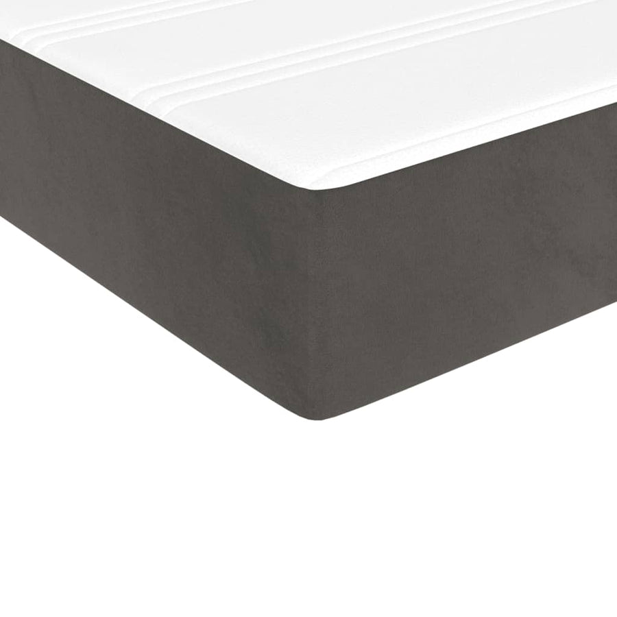 Box Spring Bed with Mattress&LED Dark Grey 152x203 cm Velvet