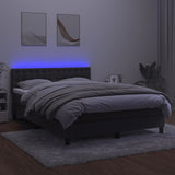 Box Spring Bed with Mattress&LED Dark Grey 153x203 cm Queen Size Velvet - Top-Down View
