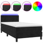 Box Spring Bed with Mattress&LED Black 107x203 cm King Single Size Velvet