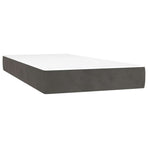 Box Spring Bed with Mattress&LED Dark Grey 107x203 cm King Single Size Velvet
