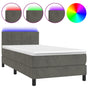 Box Spring Bed with Mattress&LED Dark Grey 107x203 cm King Single Size Velvet