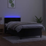 Box Spring Bed with Mattress&LED Black 107x203 cm King Single Size Velvet - Top-Down View