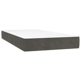 Box Spring Bed with Mattress&LED Dark Grey 107x203 cm King Single Size Velvet - Rear View