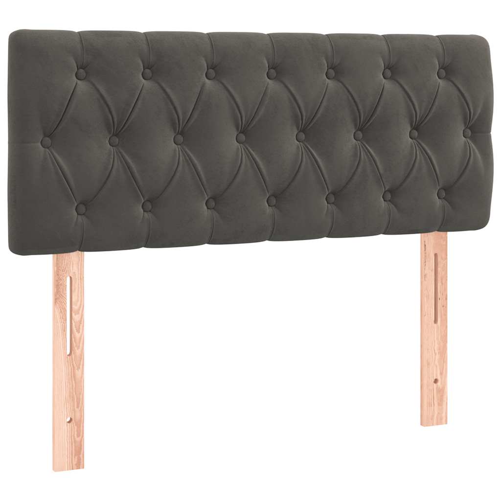 Box Spring Bed with Mattress&LED Dark Grey 107x203 cm King Single Size Velvet