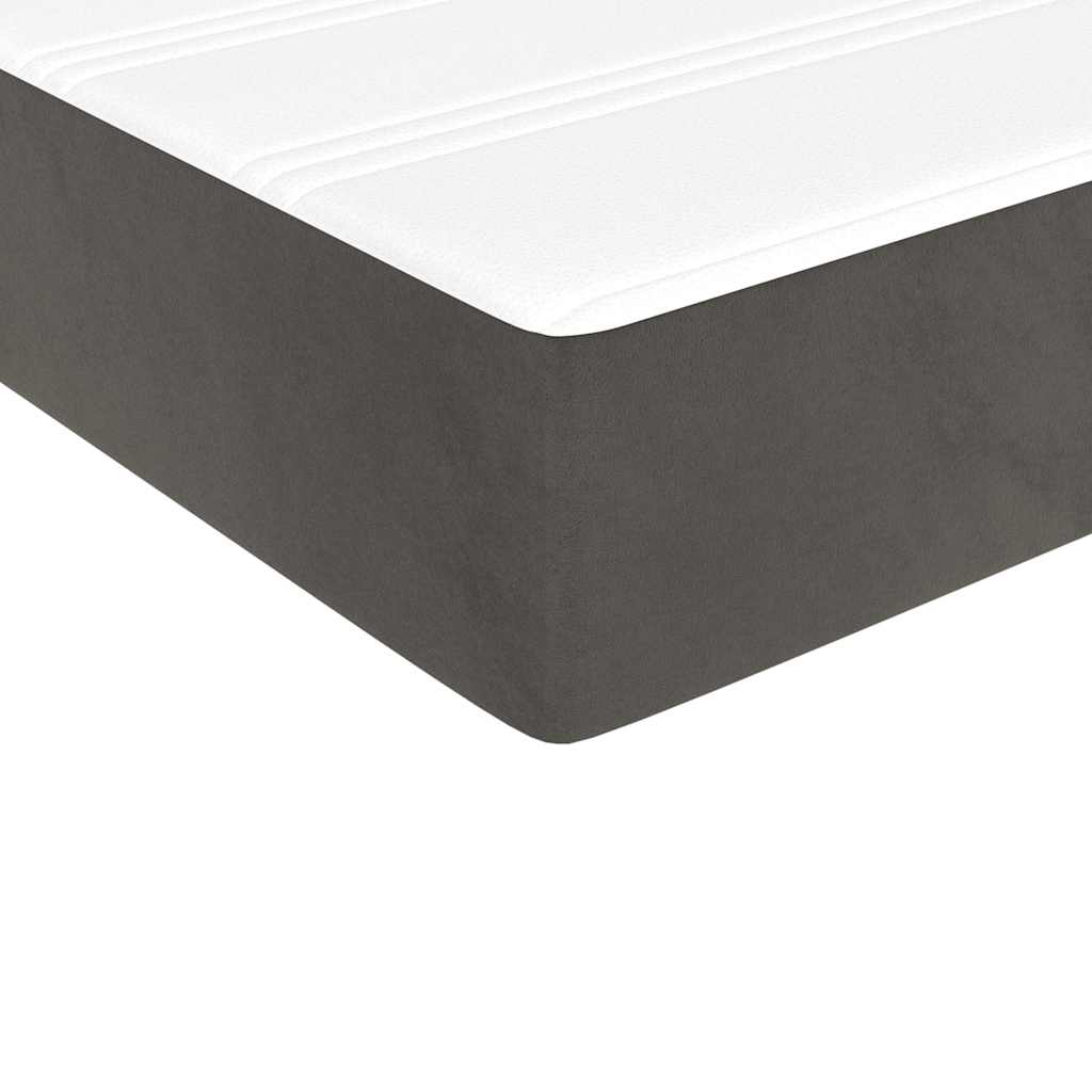 Box Spring Bed with Mattress&LED Dark Grey 107x203 cm King Single Size Velvet