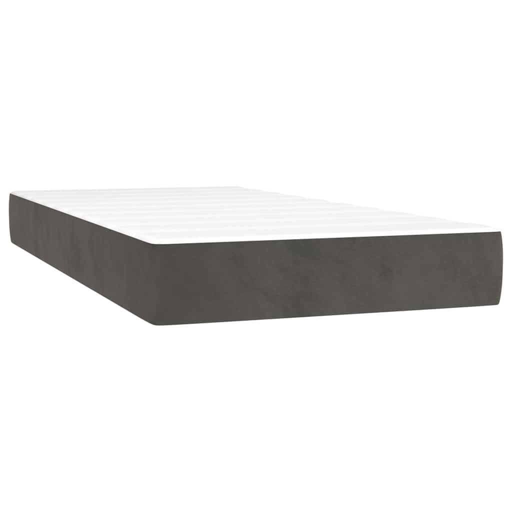 Box Spring Bed with Mattress&LED Dark Grey 107x203 cm King Single Size Velvet