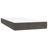 Box Spring Bed with Mattress&LED Dark Grey 107x203 cm King Single Size Velvet - Rear View