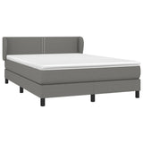 Box Spring Bed with Mattress Dark Grey 137x187 cm Double Size Fabric - Front View