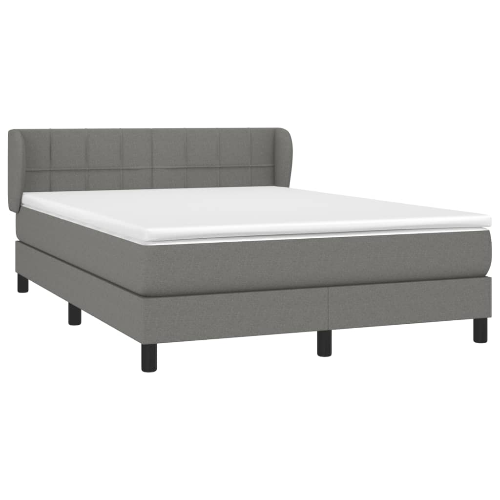 Box Spring Bed with Mattress Dark Grey 137x190 cm Fabric