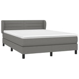 Box Spring Bed with Mattress Dark Grey 137x187 cm Double Size Fabric - Front View