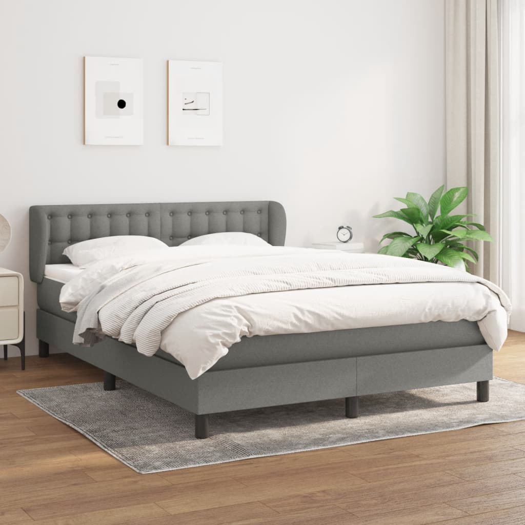 Box Spring Bed with Mattress Dark Grey 137x190 cm Fabric