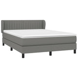 Box Spring Bed with Mattress Dark Grey 153x203 cm Queen Size Fabric - Front View