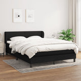Box Spring Bed with Mattress Black 137x187 cm Double Size Faux Leather - Side View