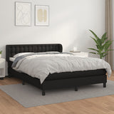 Box Spring Bed with Mattress Black 137x187 cm Double Size Faux Leather - Side View