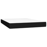 Box Spring Bed with Mattress Black 153x203 cm Queen Size Faux Leather - Close-Up Angle