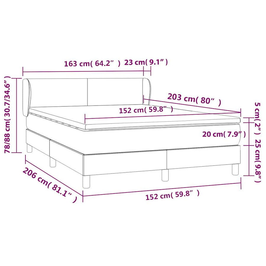 Box Spring Bed with Mattress Black 152x203 cm Faux Leather