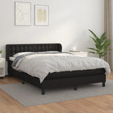 Box Spring Bed with Mattress Black 153x203 cm Queen Size Faux Leather - Side View