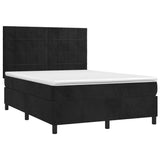 Box Spring Bed with Mattress Black 153x203 cm Queen Size Velvet - Front View