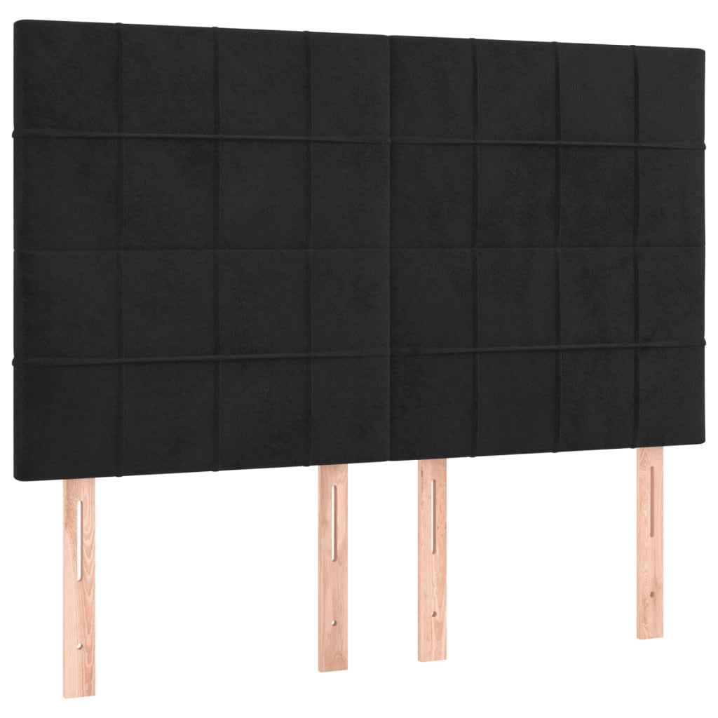 Box Spring Bed with Mattress Black 153x203 cm Queen Size Velvet